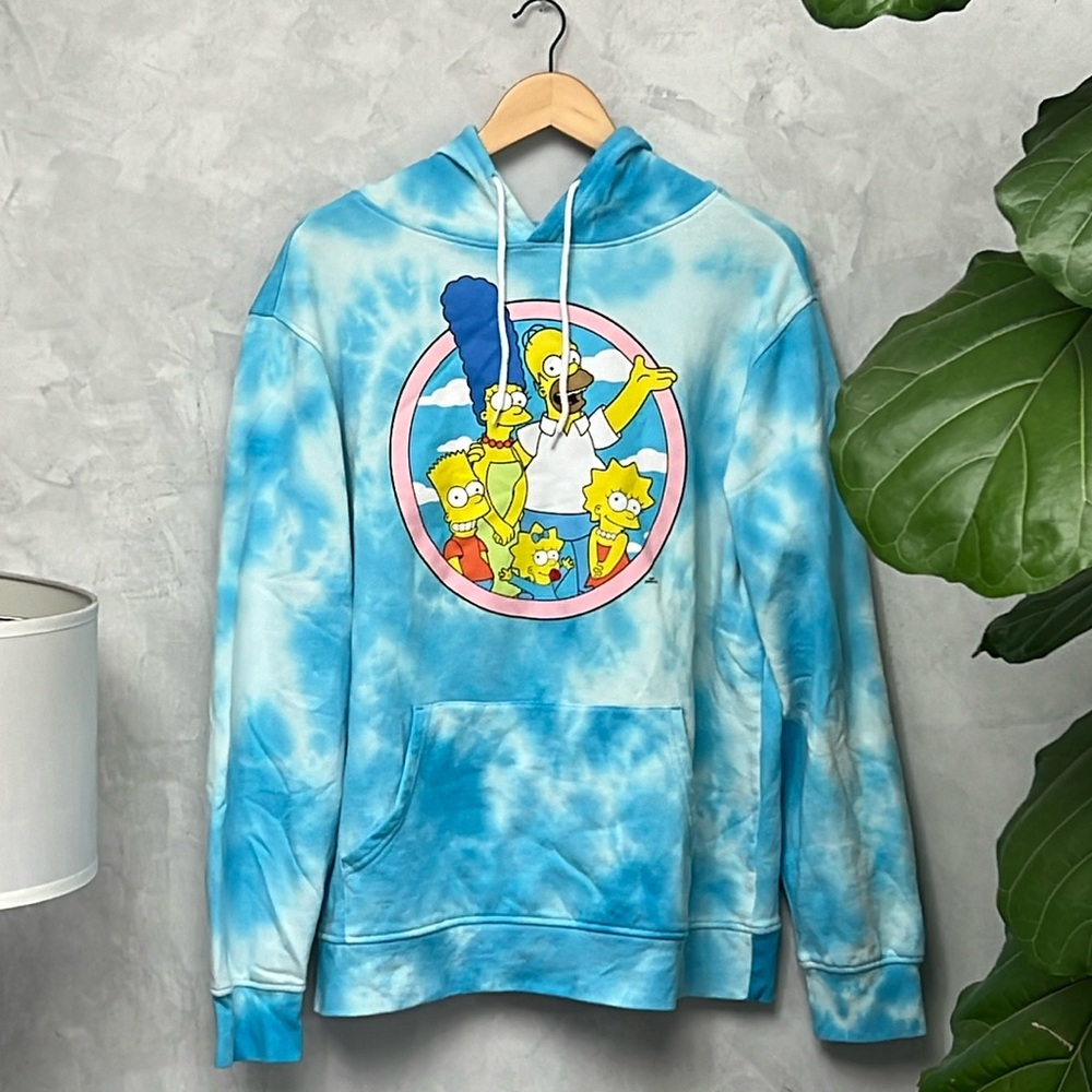 The Simpsons Blue and White Tie Dye Hoodie, Size L